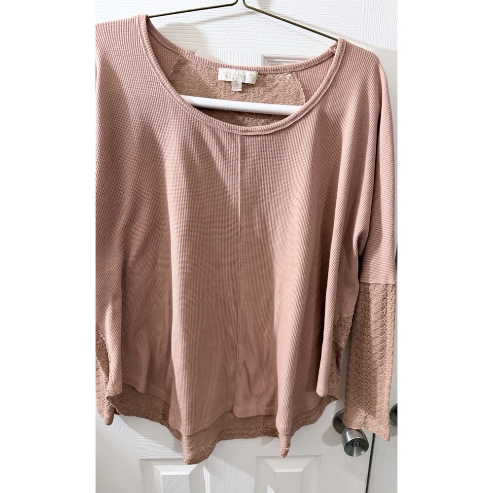 Weekend Suzanne Betro Size 2X Long Sleeve Top Dusty Rose ‎ 3D Knit Sleeves Back